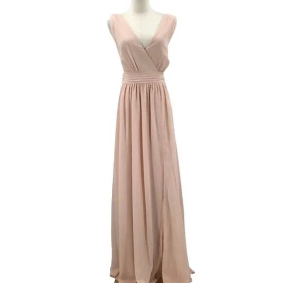 LULU'S XS Thoughts of Hue Blush Surplice Maxi Goddess Formal Dress NEW B53 - Picture 3 of 5